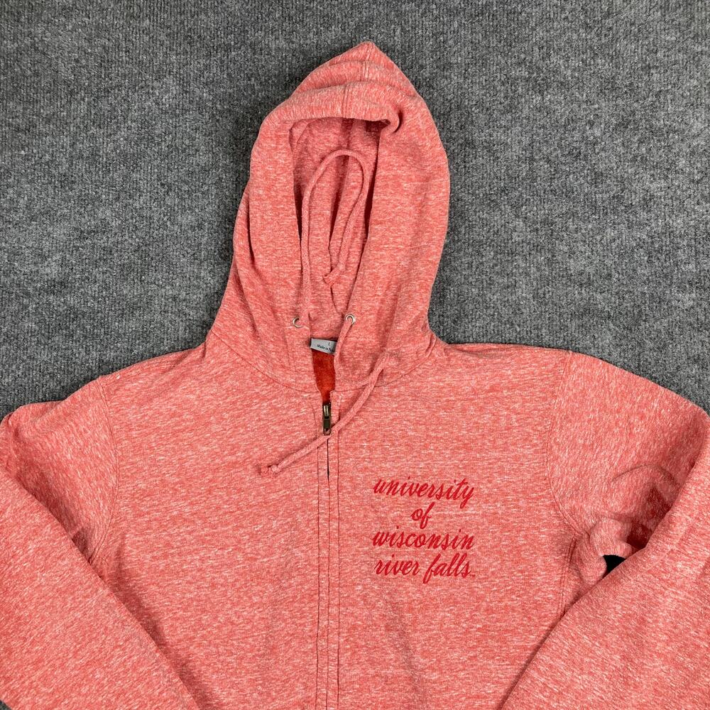 MV Sport Hoodie Womens L Coral Zip Up Univ Wisconsin River Falls Logo